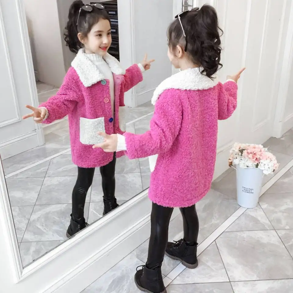 

Baby Girls Long Sleeve Coats Autumn Winter Fleece Clothing For Girl 3 4 6 8 10 12 Yrs Soft Warm Coat Kids Girls Jackets Outwear