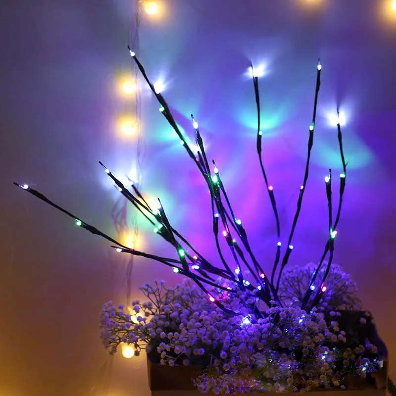 Светодиодный светильник ветка ивы с цветами 20 светодиодных ламп вечерние лампы