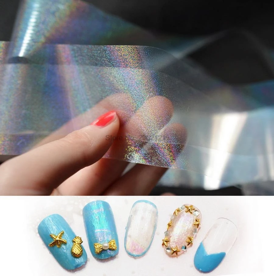 by dhl or ems 1000pcs colorful transparent nail Star sticker Aurora laser cellophane paper 4 * 120cm entire volume new | Красота и