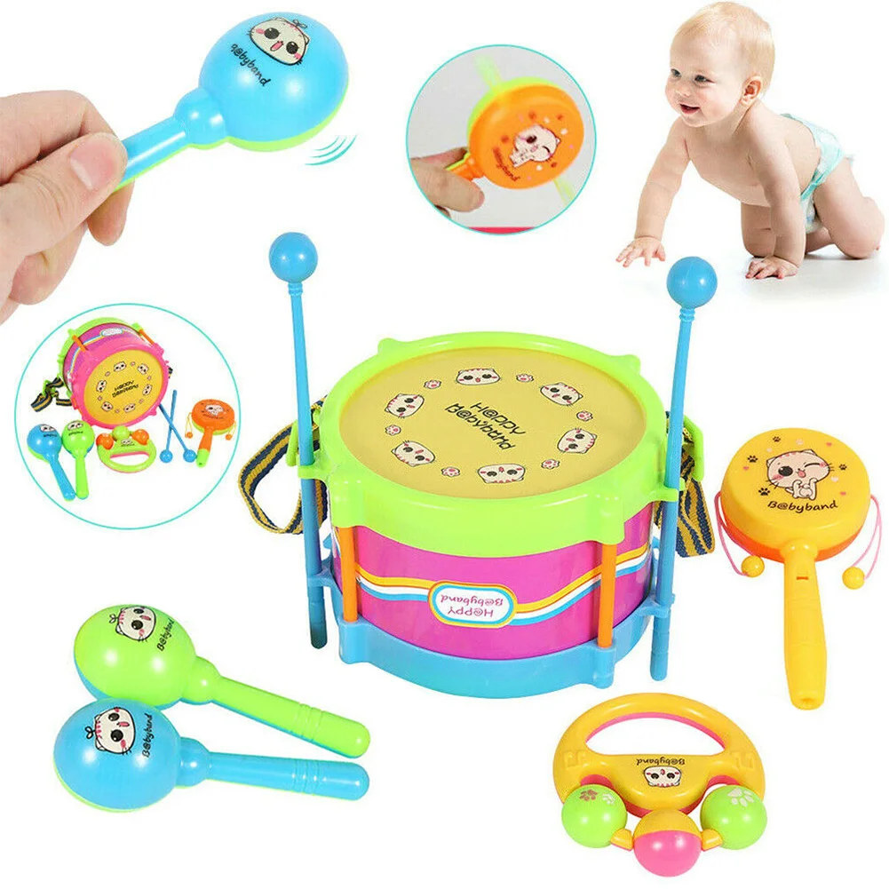 Барабан музыкальный для мальчиков и девочек набор из 6 инструментов детская
