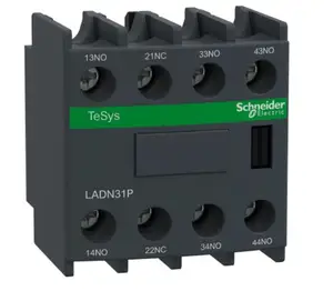 The elevator LADN31P Auxiliary contact block, TeSys Deca, 3NO + 1NC, front mounting, screw clamp terminals, EN 50012