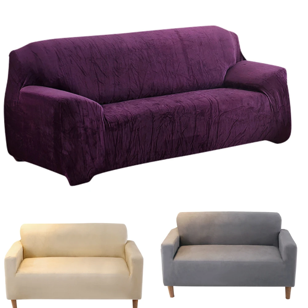 Lychee однотонные толстые плюшевые чехлы для диванов эластичного бархата Подходит