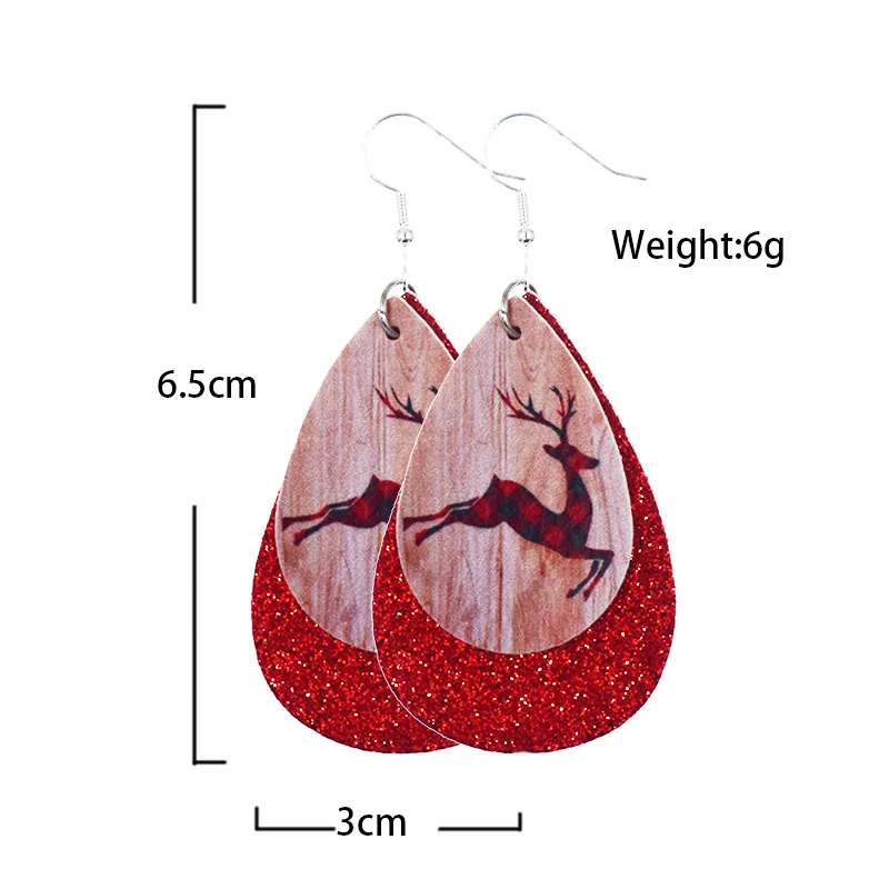 

Christmas Snowman Earrings For Women Pu Multilayer Fashion Personality Leather Pattern Jewelry Gift Reindeer Ear Rings