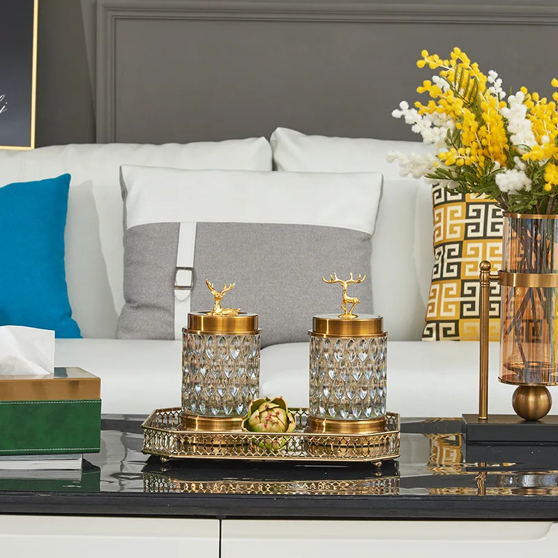 Скандинавская позолоченная стеклянная банка с оленем бутылка для хранения