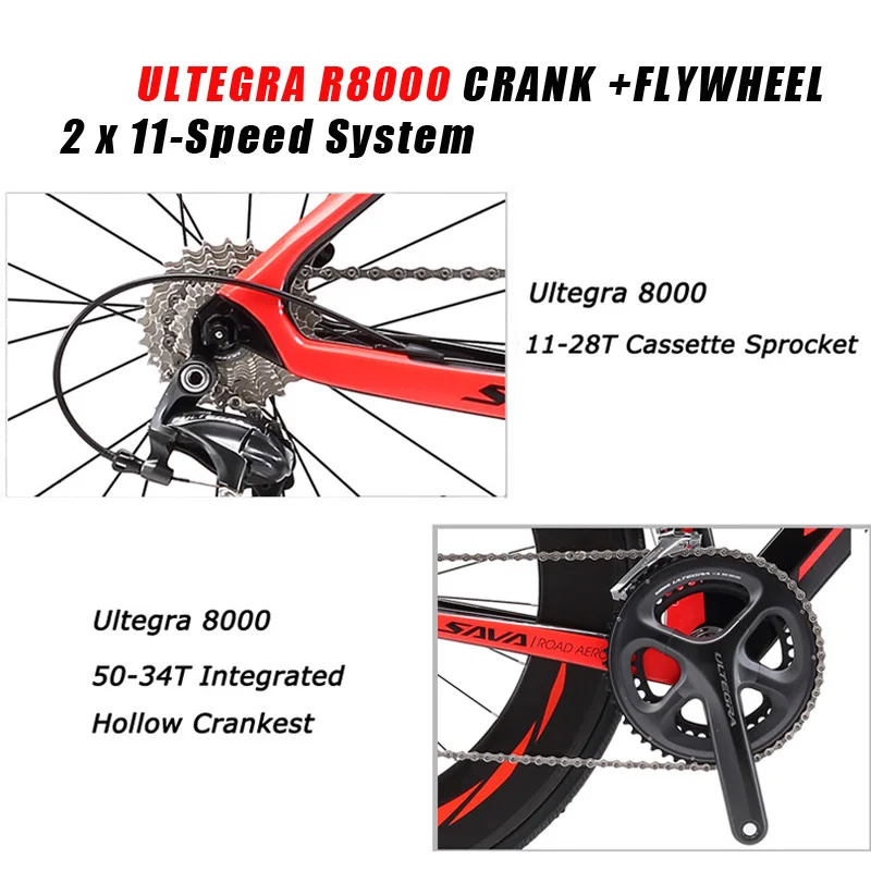 Карбоновый дорожный велосипед SAVA 700C гоночный с SHIMANO Ultegra R8000 22 скоростной