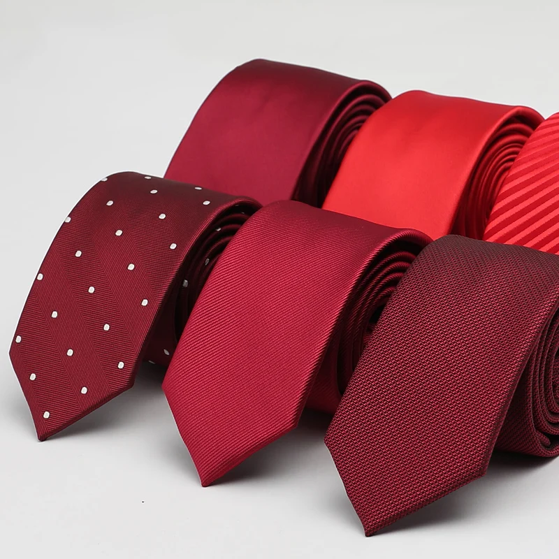 Новый брендовый Свадебный галстук жениха, красные шелковые галстуки 6 см для мужчин, деловой костюм, галстук для работы, мужские Модные вече...