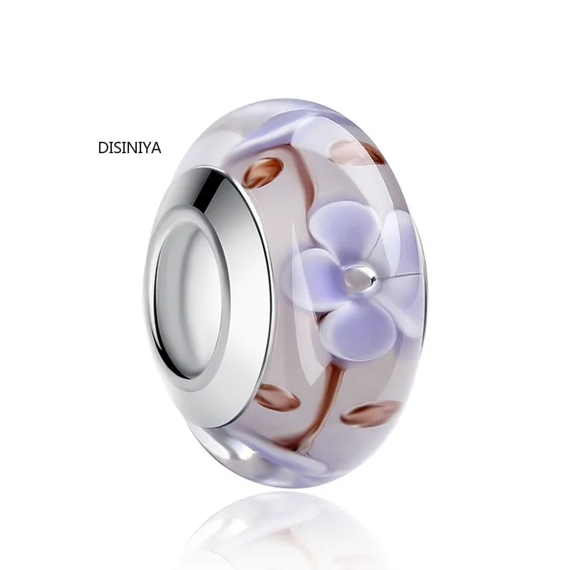 DISINIYA оптовая продажа серебряные светящиеся европейские коричневые бусины из