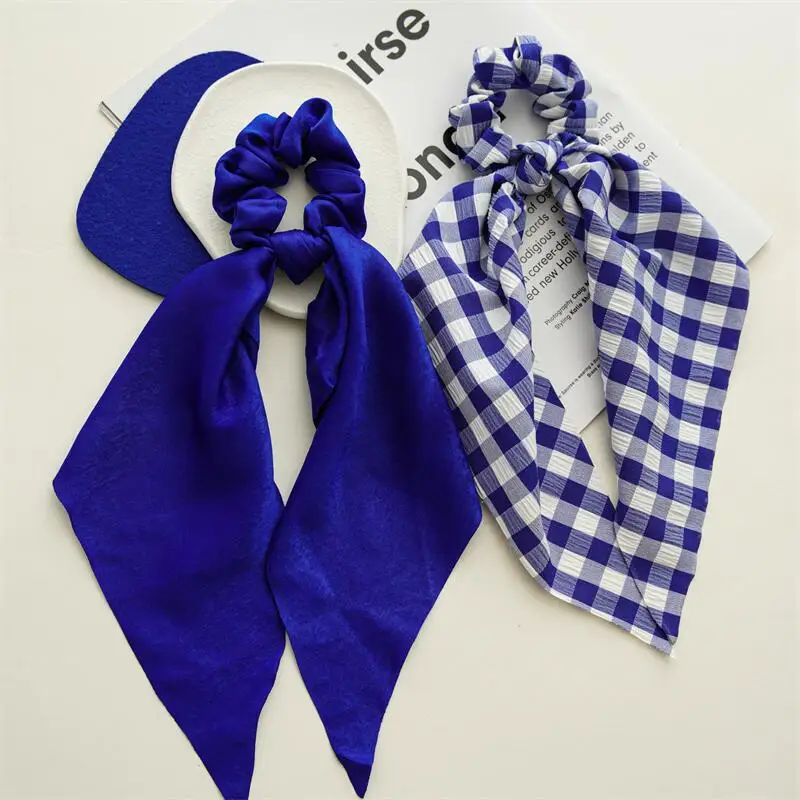 Фото 1PC New Women Scrunchie Ribbon Elastic Hair Bands Bow Scarf Blue Head Band for Girls Ladies Ropes Ties Accessories - купить по 1PC New Women Scrunchie Ribbon Elastic Hair Bands Bow Scarf Blue Head Band for Girls Ladies Ropes Ties Accessories - купить по