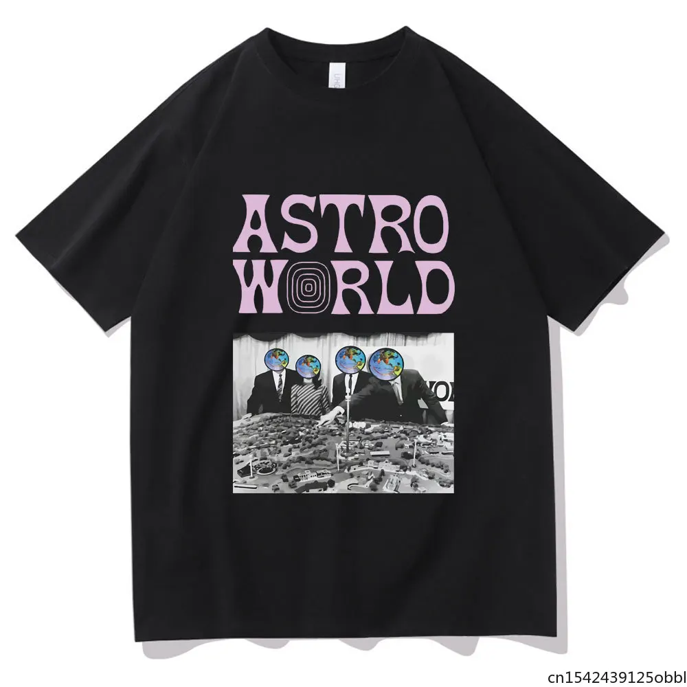 

Astroworld WISH YOU WERE HERE All-match T-shirt Oversized Street Black T Shirts Man Loose Tops