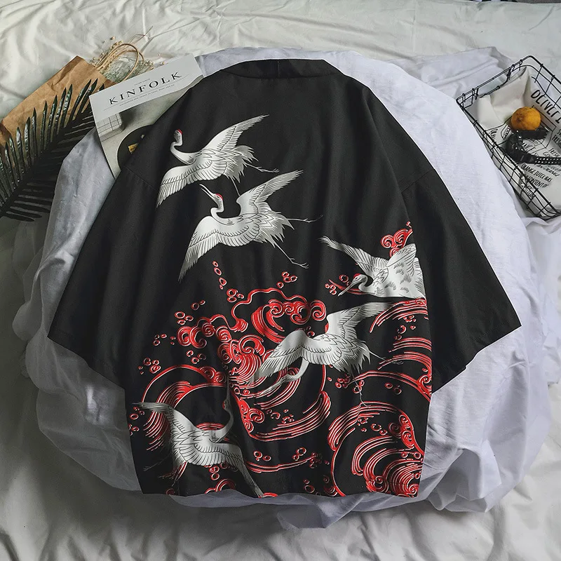 Color 7 Самурайский кран японское кимоно Haori мужской женский кардиган китайский дракон Традиционная японская одежда азиатская одежда - Цвет: Color 7