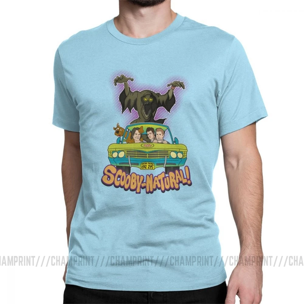 Сверхъестественная футболка Spn Brothers Man ScoobyNatural Baby V2, футболка, новинка, вырез лодочкой, одежда с короткими рукавами, хлопковые футболки - Цвет: Небесно-голубой