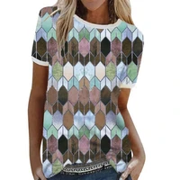 summer short sleeve t shirt women print o neck cotton casual loose tops female plus size streetwear tees