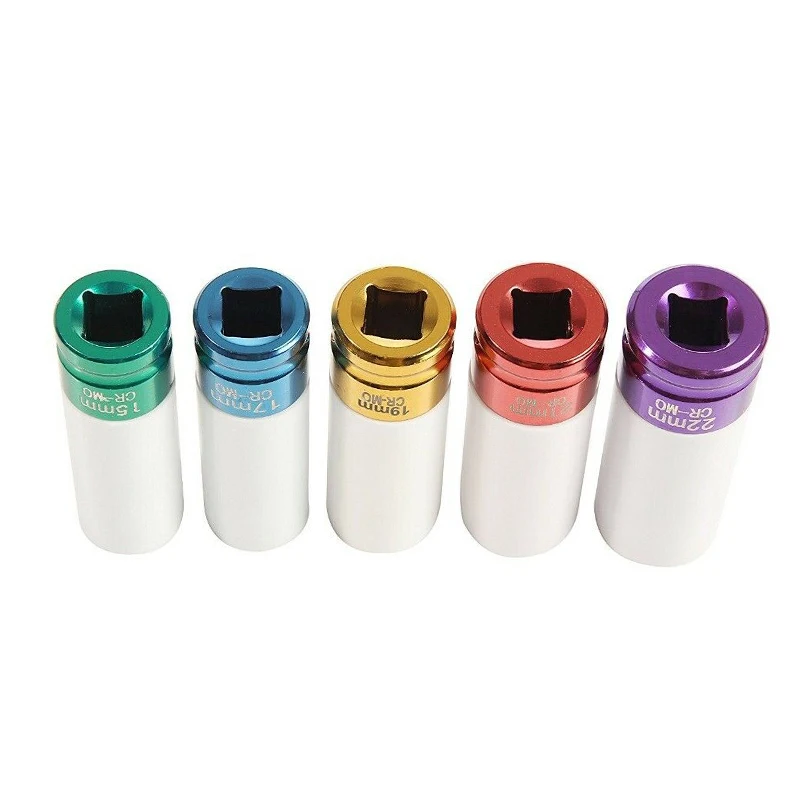 

5pcs 1/2" 15/17/19/22mm Drive Wheel Protector Deep Impact Socket Set Lug Nut Socket Set Professional Auto Replacement Parts