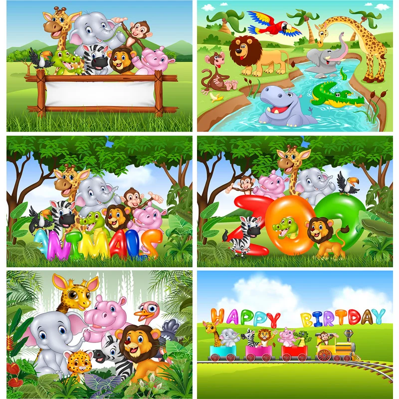 

SHENGYONGBAO Children Kids Baby Birthday Backdrops Cartoon Animals Zoo Photography Backgrounds For Photo Studio 20107YSU-01