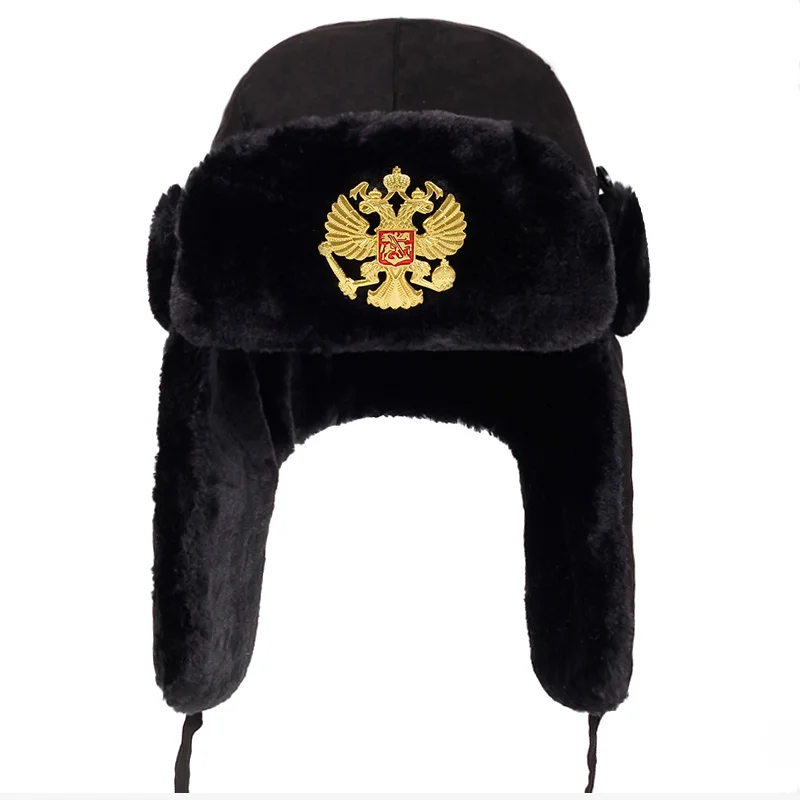 2019new Мужская русская национальная эмблема Lei Feng Зимняя шляпа Авиатор Открытый бомбардировщик ушных лоскутов шапка русские шапки