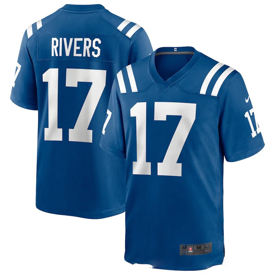 

Bilok Embroidery American Football Jersey Indianapolis Colts 17# Rivers Fans Wear Men Women Kid Youth Blue Rugby Jersey
