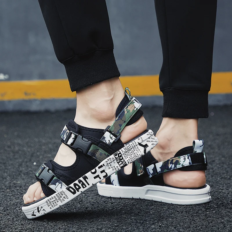 Мужские сандалии в римском стиле Нескользящие дышащие Повседневная пляжная