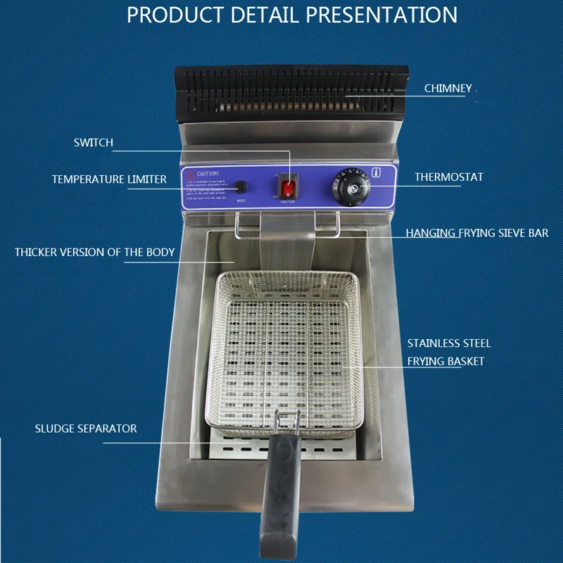 Одноцилиндровая фритюрница для картофеля фри 18L настольная сжиженного нефтяного