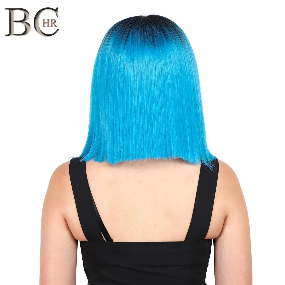 BCHR Ombre Bob 13*4 синтетический кружевной передний парик темно-корень синий парик для женщин косплей парик