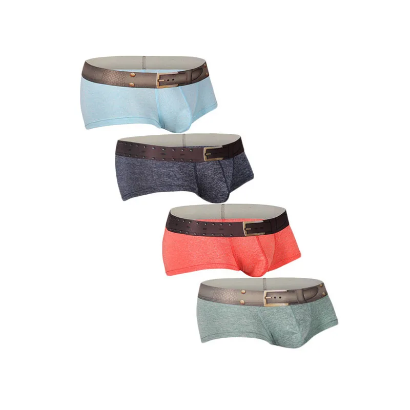 4PCS Men Boxers Cotton Underwear Male Sexy Low Waist Underpants Men's Cotton Boxer Shorts Tight Boxer Shorts Underwear Trunks