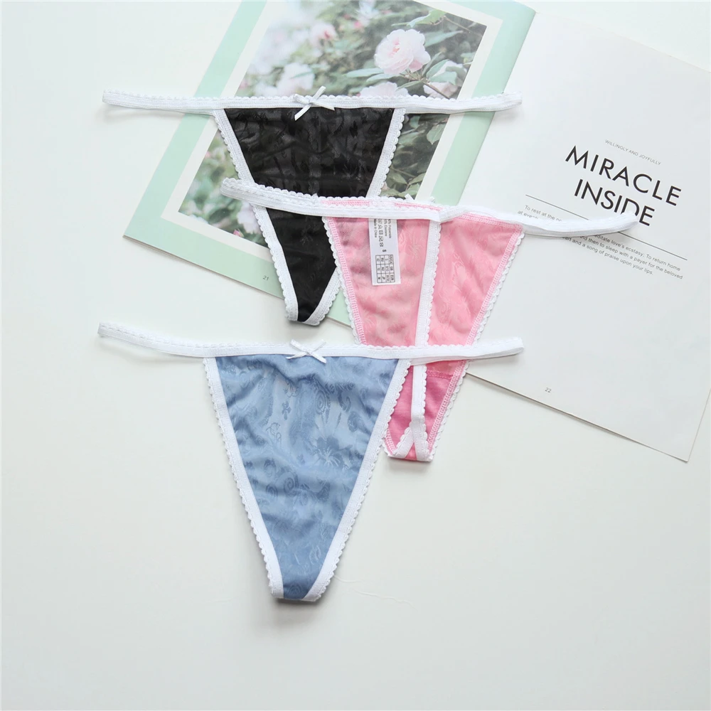 Voplidia Summer V-String Women Panties Thin Seamless See through Underwear Plus Size Sexy Lingerie G String Tanga Thongs 009