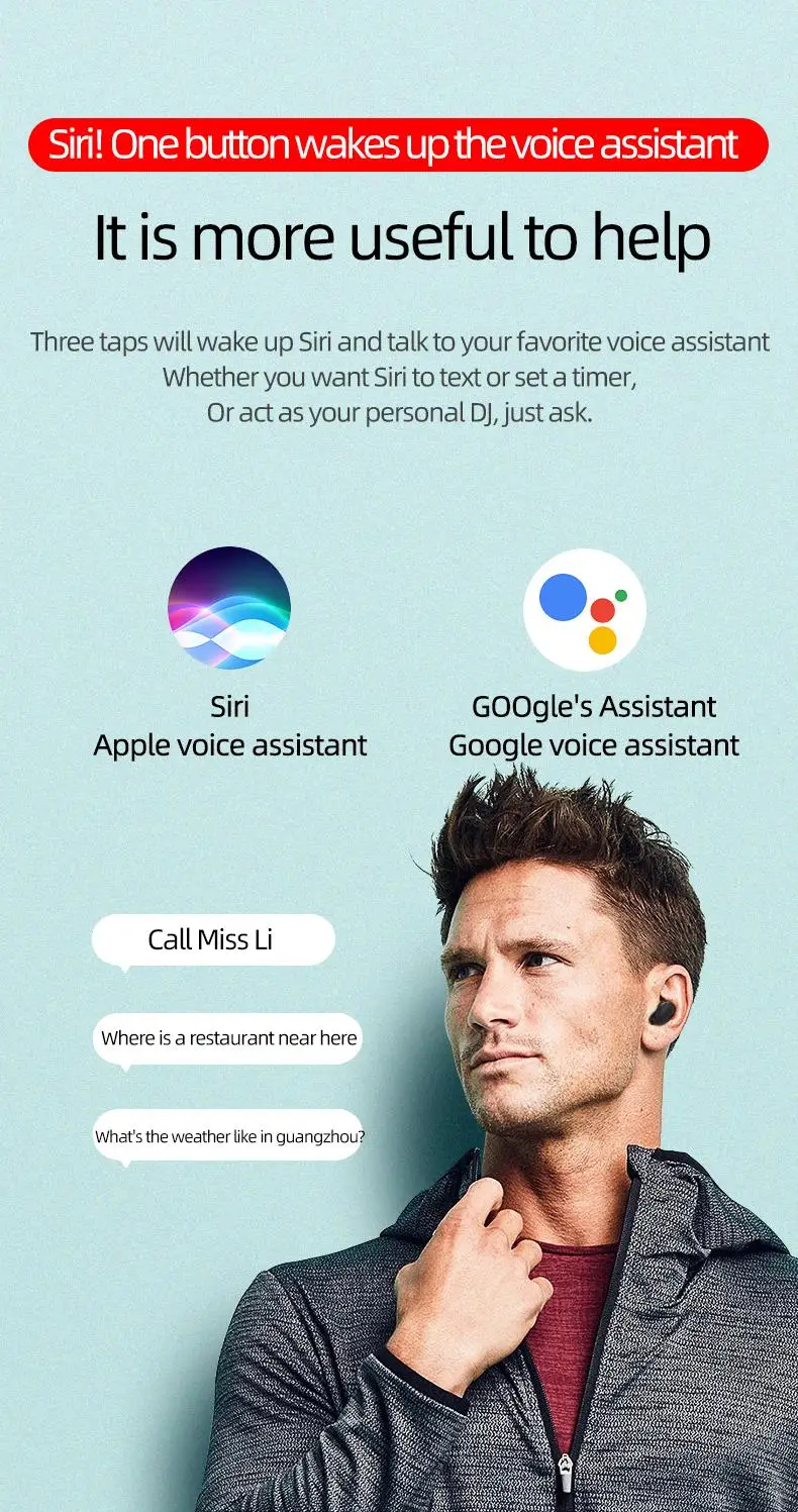 A6S Bluetooth Headsets VS Redmi Airdots Wireless Earbuds 5.0 TWS Earphone Noise Cancelling Mic for iPhone Xiaomi Huawei Samsung