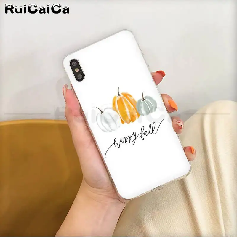 RuiCaiCa Прозрачный чехол для телефона с изображением тыквы счастливой осени iPhone 11 pro