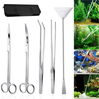 5pcsset aquarium tools set plants tweezers and scissors grass stainless steel cleaning tools plants fish tank accessories