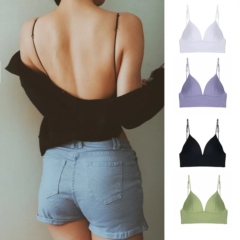 Невидимый сексуальный бюстгальтер с V образным вырезом без косточек мягкой