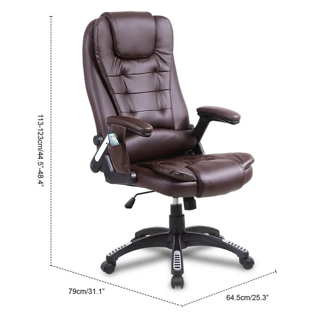 

2 Colors Premium Executive Office Massage Chair Ergonomic Heated 6 Point Vibrating Swivel Computer Chair [US-Stock]