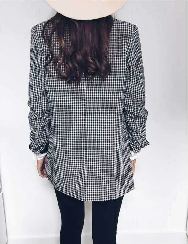 

Women Casual Blazer Lapel Tops Plaid Coat Slim Cardigan Outwear Overcoat Ladies Casual Plaid Blazers Top Clothing