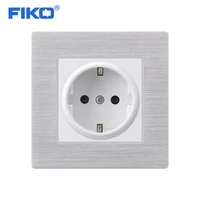 fiko eu socket with claws wallpad 110v 240v ac silver satin aluminum chrome frame 16a eu european standard wall power socket