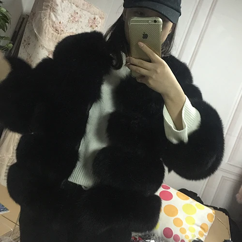 asphoto Maylofuer INS/Новое натуральное пальто из натуральной кожи с белым лисьим мехом; женская одежда с синим лисьим мехом в горизонтальную полоску; Короткая Меховая куртка женская - Цвет: asphoto