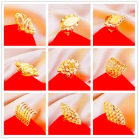 vamoosy 24k gold fashion accessories wedding rings for women engagement jewelry aesthetic vintage golden lady girl finger ring