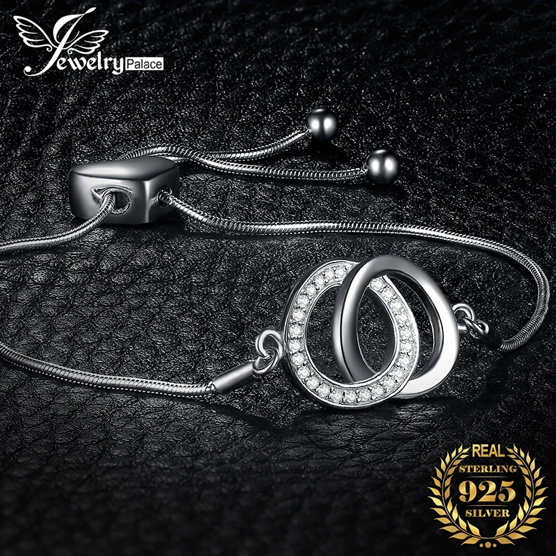 JewelryPalace Асимметричная двойная петля 0.1ct регулируемый браслет 925 Браслеты