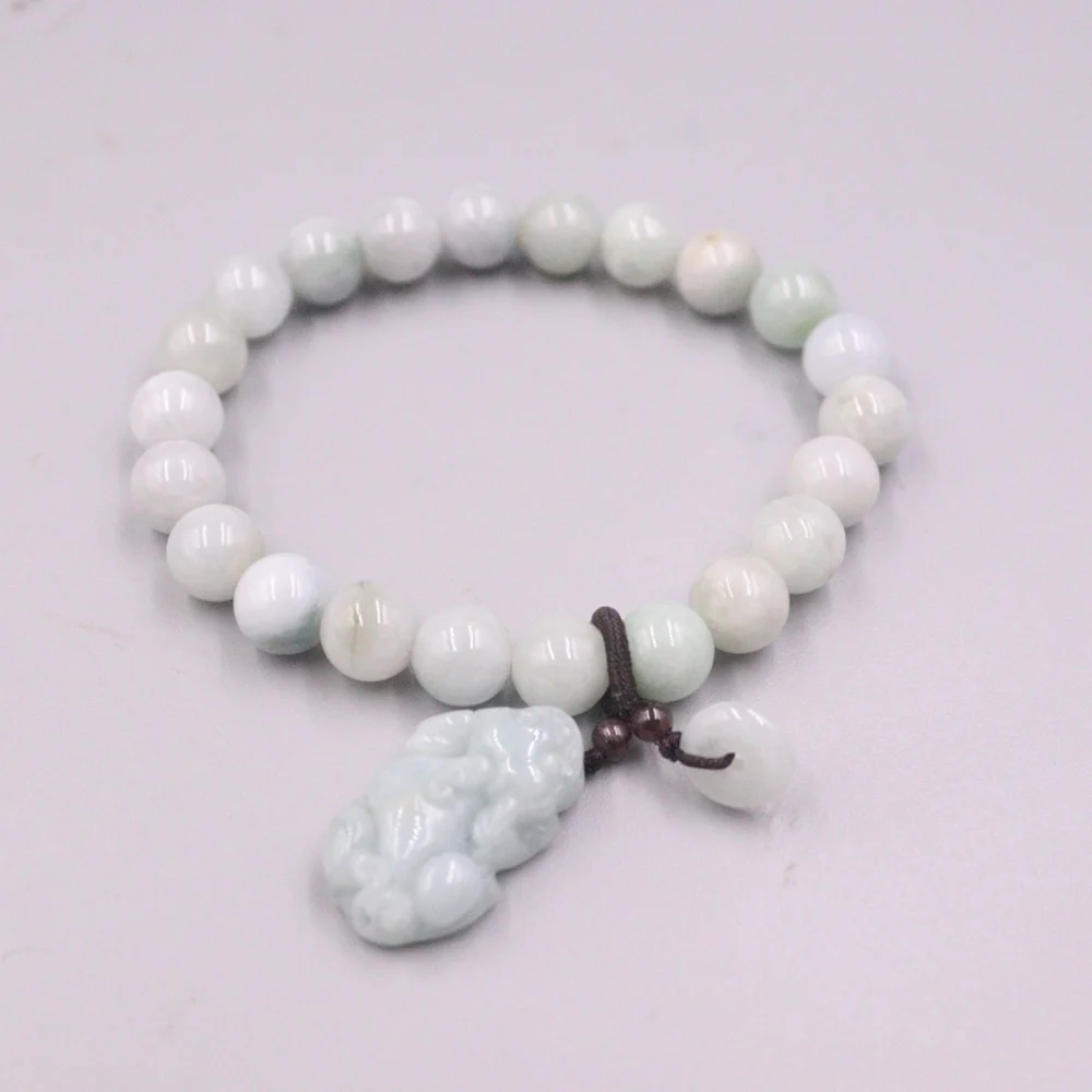

Браслет из бусин из натурального нефрита для женщин и мужчин, бусины из нефрита 8 мм, браслет Luck Pixiu 16-17cml