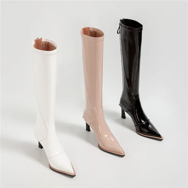 

Name Same Style Stiletto High Heel Women Knee-High Boots Pointed Toe Slim Long Boots New Spring Fall Ladies Shoes 7.5cm