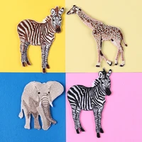 embroidery cartoon zebra elephant patches iron on animal sew on appliques apparel clothes jeans backpack iron stickers badge