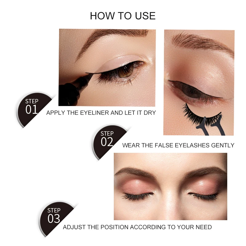 Cocute 3 Pairs False Eyelashes+1pc Eyeliner Waterproof Long Lasting Black Liquid Thick Eye makeup Kit | Красота и здоровье