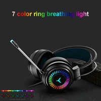 professional gaming headset with box deep bass game headphones with microphone for computer gamer surround sound with led light