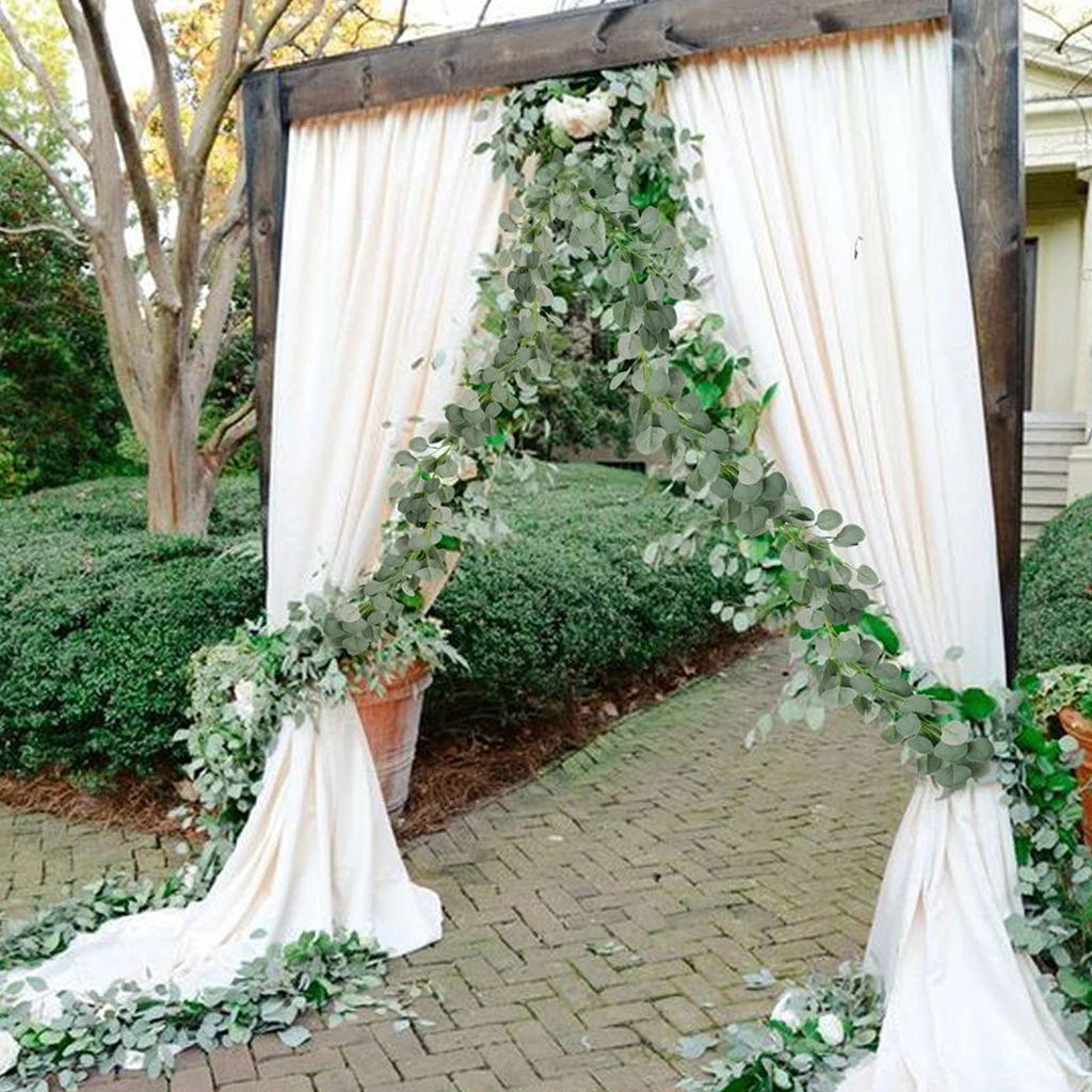 

2M Artificial Green Eucalyptus Garland Leaves Vine Fake Vines Rattan Artificial Plants Ivy Wreath Wall Decor Wedding Decoration