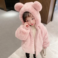 1 5 year baby girls coat cute big ear plush baby jacket winter warm hooded children outerwear toddler girl clothes birthday gfit