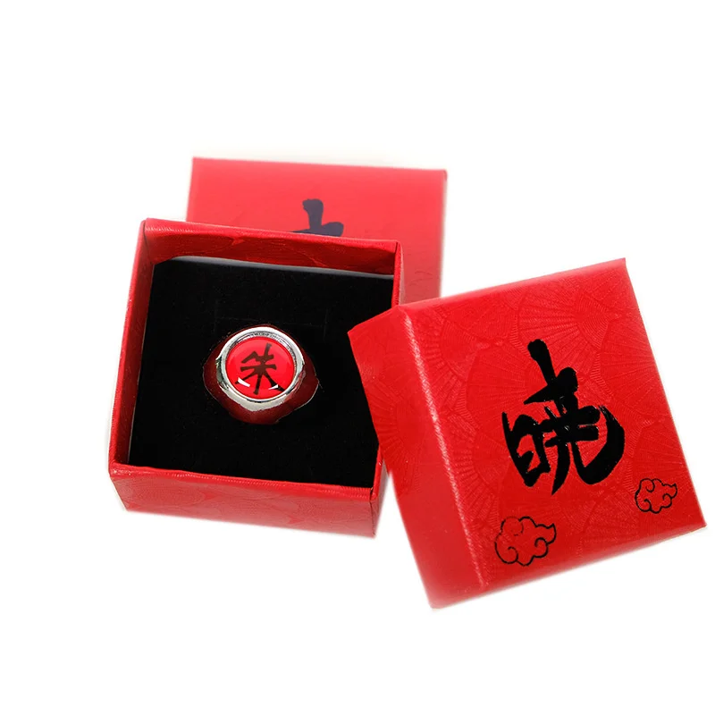 Кольцо Аниме Косплей с коробкой Акацуки Итачи обезболивающее металлическое на