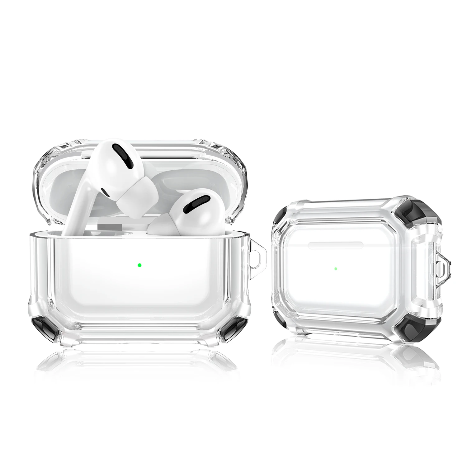 Чехол с крючком для наушников Apple AirPods Pro 2 1 твердый прозрачный Кристальный