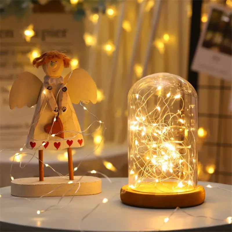 1 м 10led водонепроницаемый Рождественский аккумулятор медный провод струнный