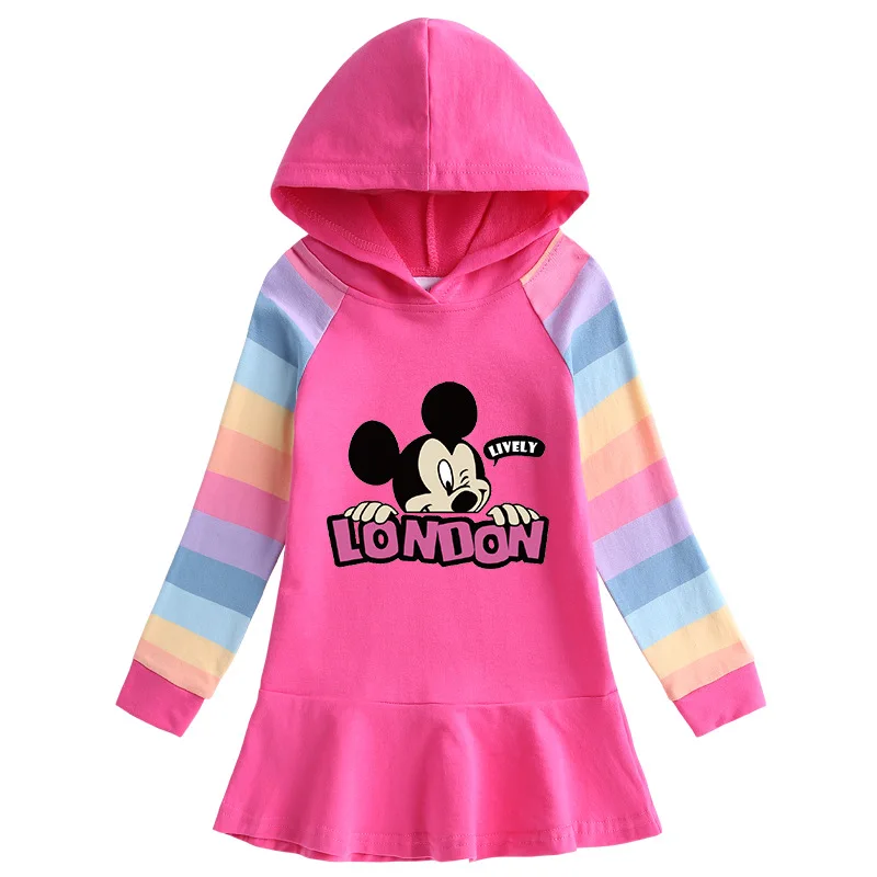 Осенние толстовки с капюшоном для девочек изображением Микки-Мауса |