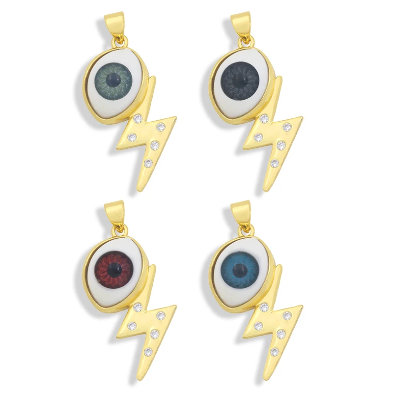 

OCESRIO Brass 18K Gold Plated Resin Evil Eye Pendants Flash Zircon Pendants Jewelry Accessories Pendant for Jewelry pdta403