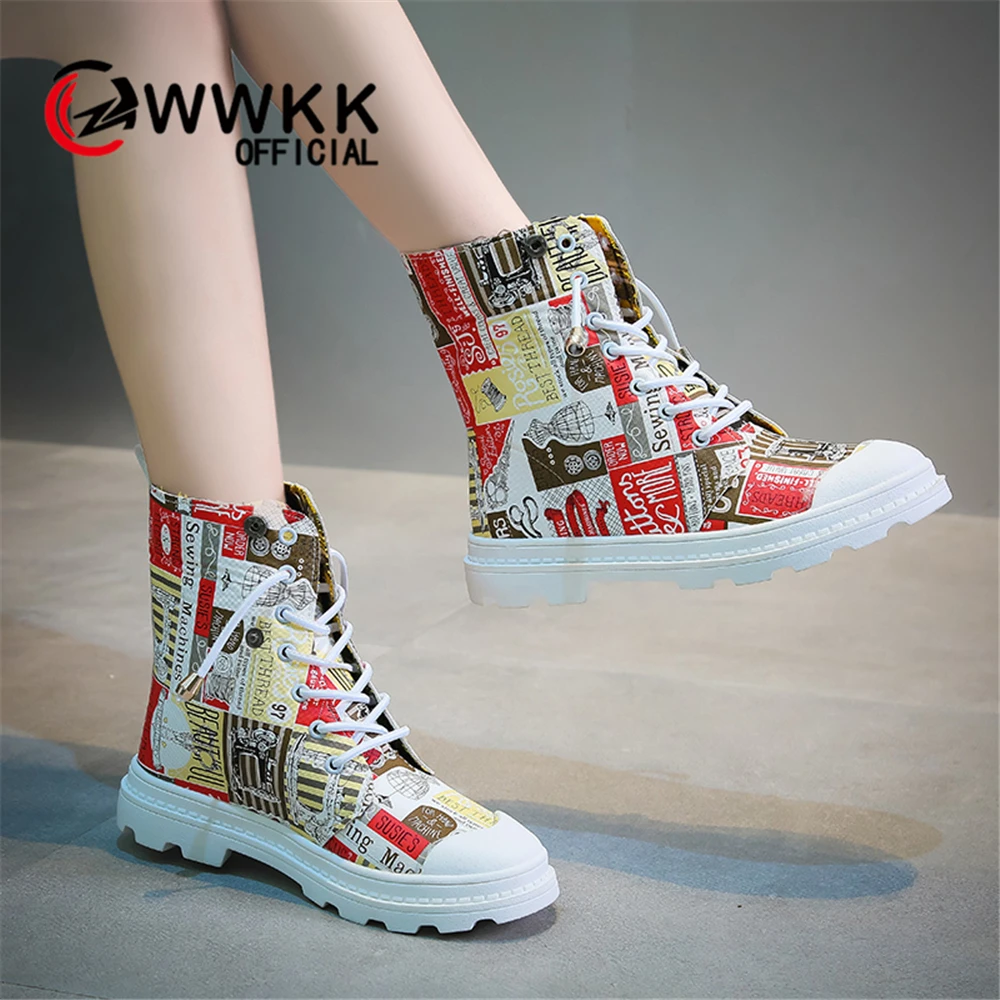 WWKK 2019 Autumn Women Shoes Ladies Vulcanized Classic Authentic High Top Casual Canvas Flats Sneakers Athletic | Обувь