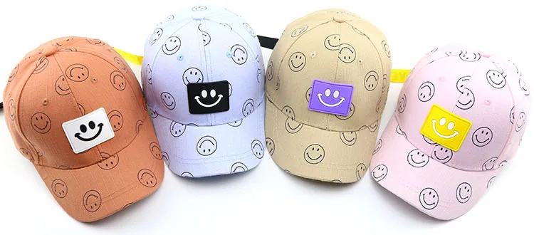 Детская шапка со смайликом детская бейсбольная кепка с вышитыми цветными