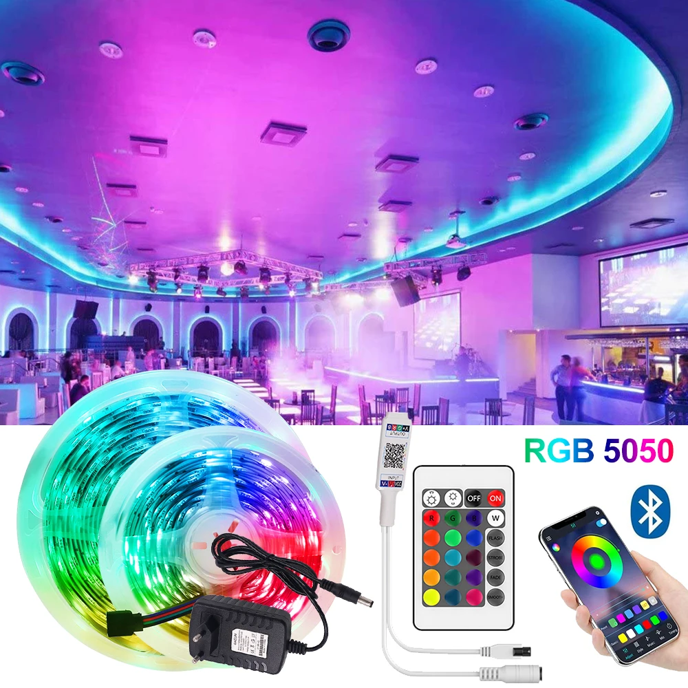 

Bluetooth Led Strip Lights 5050 Waterproof RGB DC 12V Flexible Luces Led Light 5m 10m 15m 20m Flexible RGB Led Stripe With Power